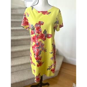 Joules Vibrant Yellow & Red Floral Short Sleeve Shift Dress